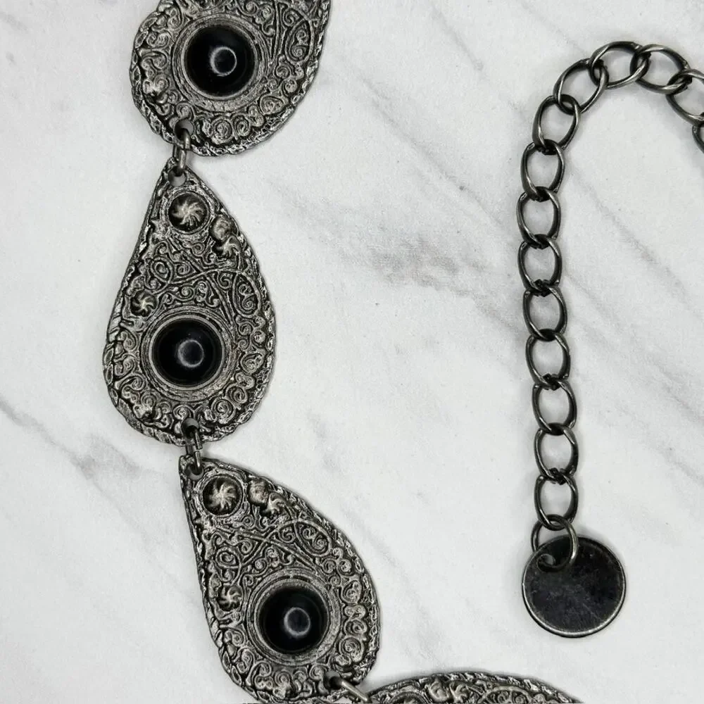 Ornate Studded Black Metal Chain Link Belt Medium/Large (M/L) ✨